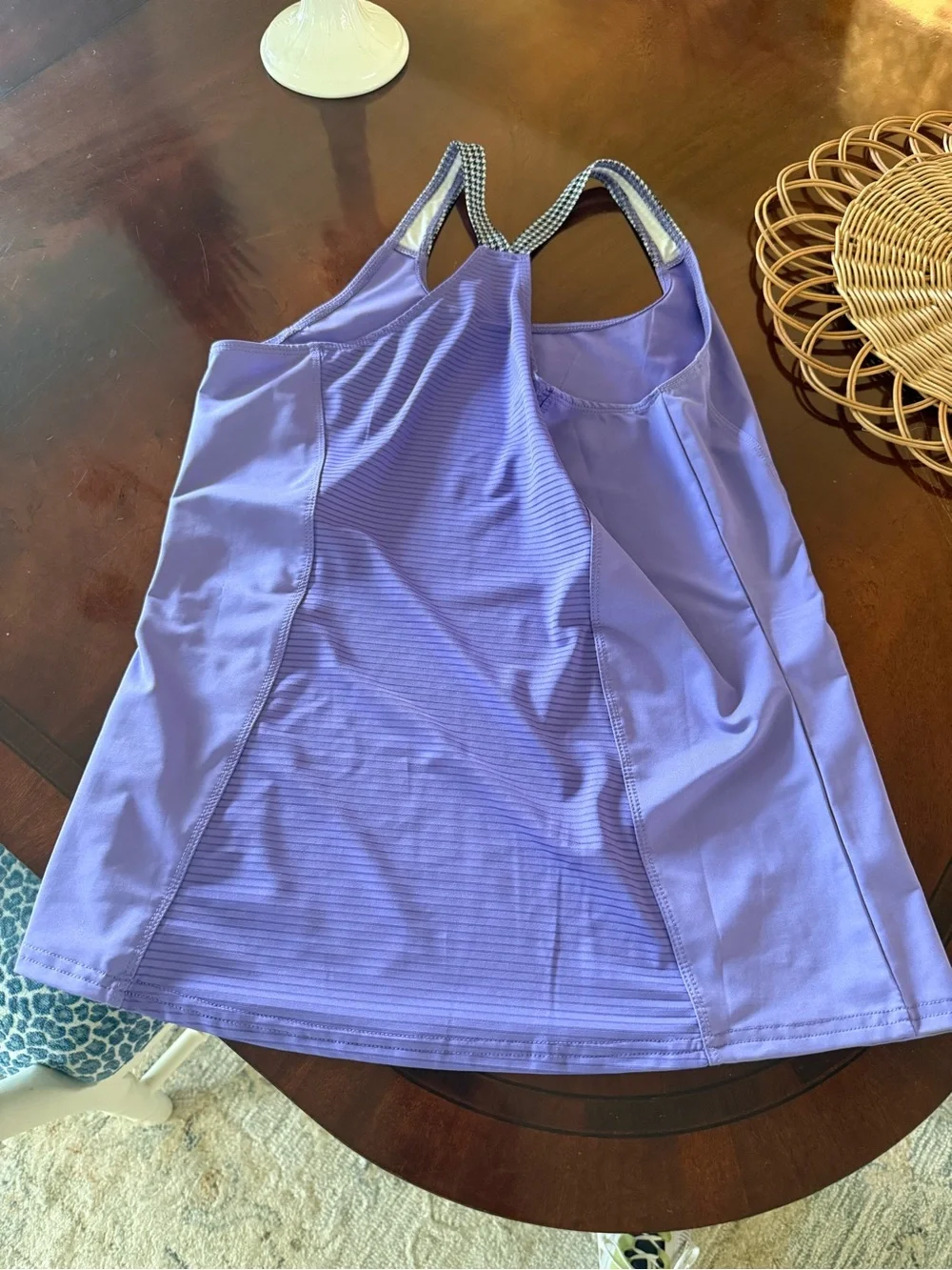 Cross Court Tennis Tank with Strappy Houndstooth Back